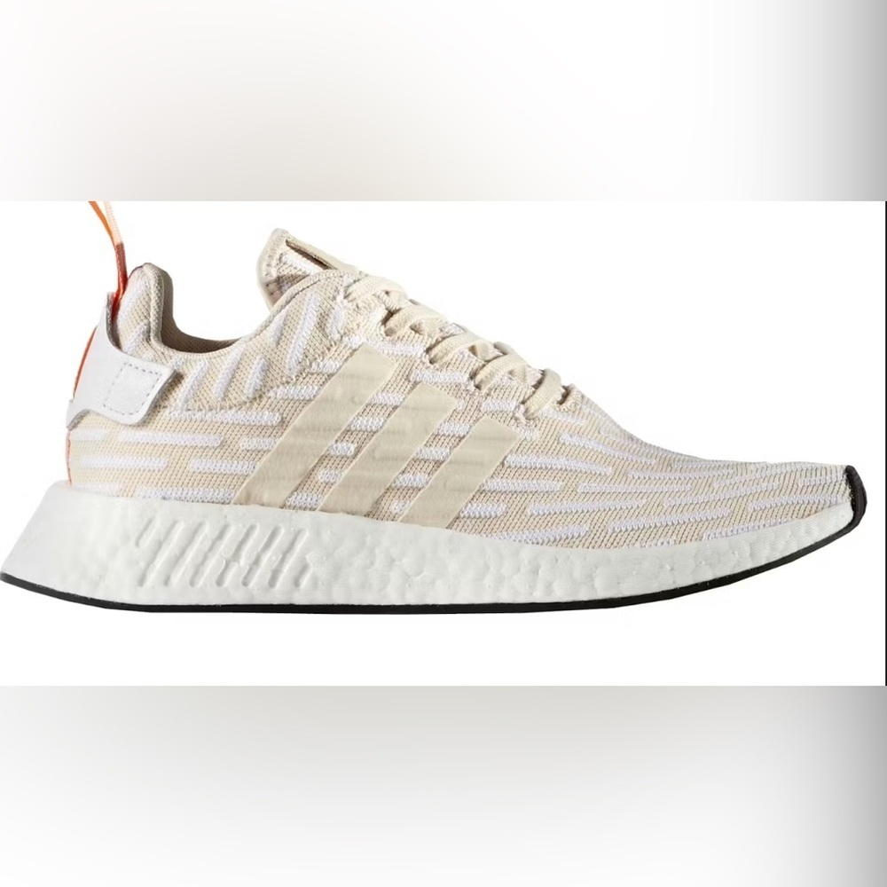 Adidas NMD R2 Primeknit Linen Women Sneaker Sz 6 Beige Khaki Coral Size: 8.5 - Picture 3 of 9